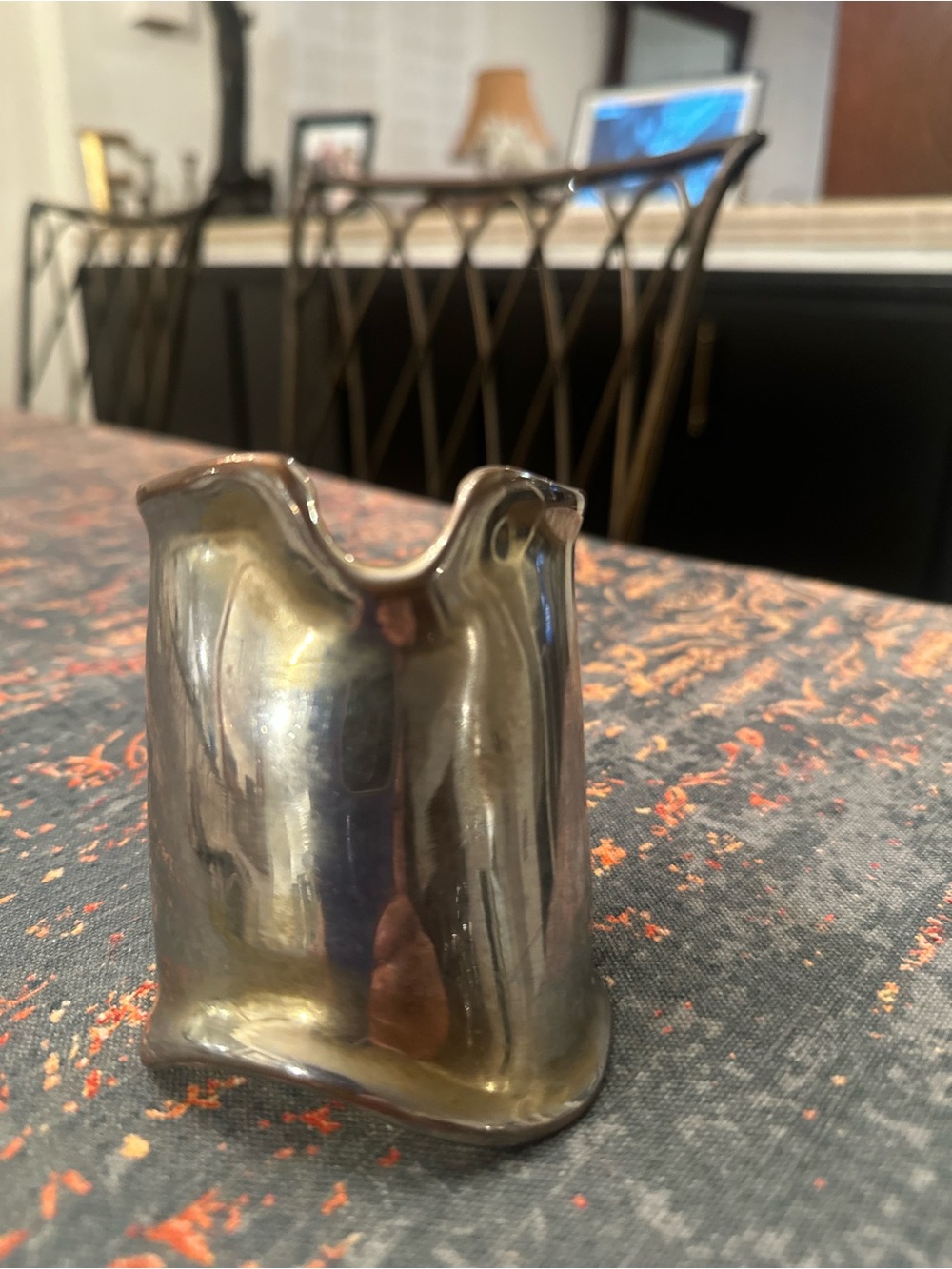 Hammered Metal Wide Cuff Bracelet in Aged Silver Tone - Picture 2 of 4